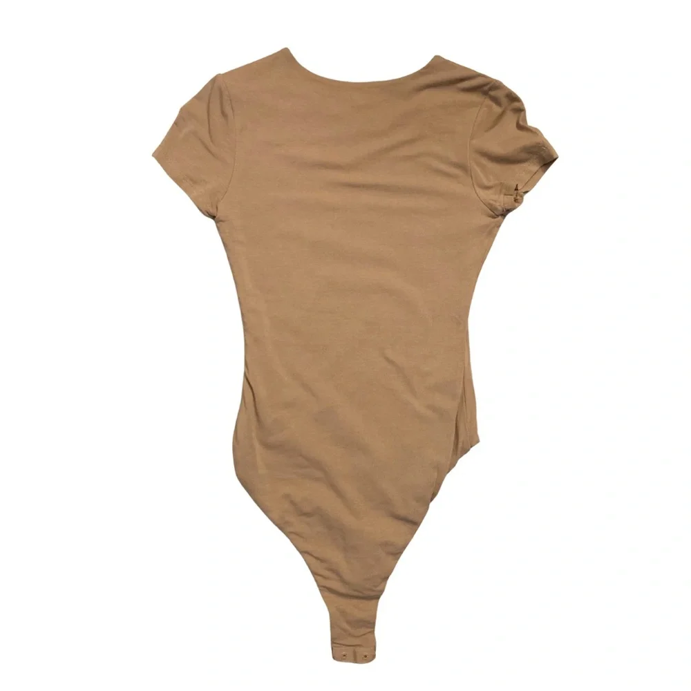 Set of 2 Bodysuit Short Sleeves Size Small Stretch Purple Tan Beige - Picture 7 of 16